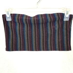 Urban Outfitters | Striped Tube Top Black Rainbow Small